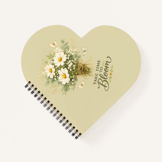 Weiße Wildblumenbouquet Notizbuch (Vorderseite)