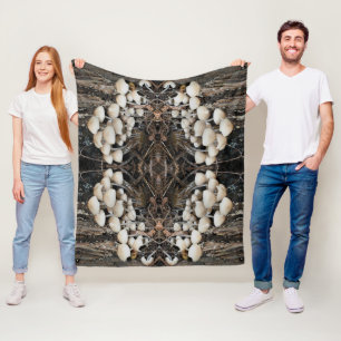 Weiße Wildpilze Abstraktes Naturmuster Fleecedecke