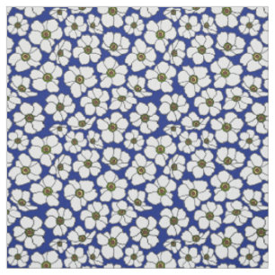 Weiße Windblumen auf Blau Stoff