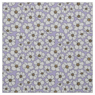 Weiße Windröschen-Anemonen auf Lavendel Stoff