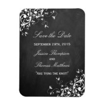 Weiße Wirbel auf Chalkboard-Hochzeit speichern das