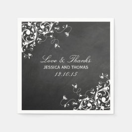 Weiße Wirbel auf Chalkboard Hochzeit von Napkins Serviette