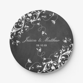 Weiße Wirbel auf Kopfbrett Pappteller