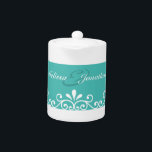 Weiße Wirbel Brautgarten Aquamarin Elegante Hochze<br><div class="desc">Aquamarine Hochzeitsartikel für Ihren besonderen Tag mit Wirbler Weißdekoration und Braut- und Bräutigbildern ©PLdesign. (Sie können Text,  Bilder und Hintergrundfarbe ändern).</div>