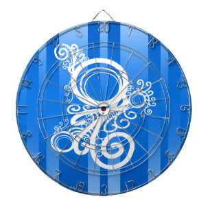 Weiße Wirbel Jugendstil und blaue, schicke Streife Dartscheibe