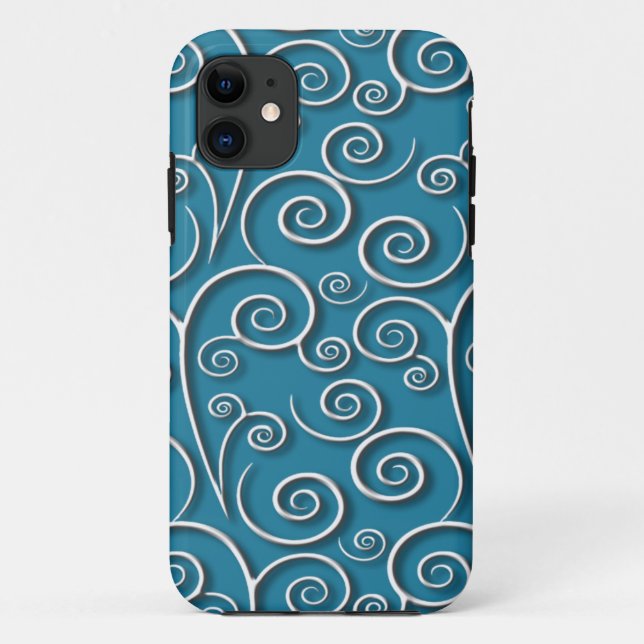 Weiße Wirbel Textur mit anpassbarem Hintergrund Case-Mate iPhone Hülle (Rückseite)