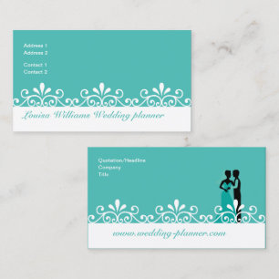 Weiße Wirbel Türkise Braut Bräutigam Hochzeitsplan Visitenkarte