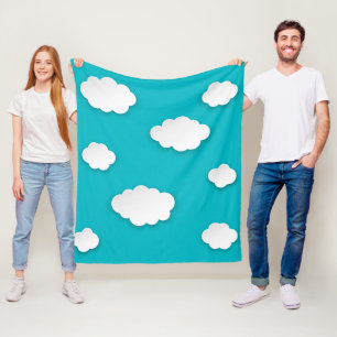 Weiße Wolken auf Blue Sky Fleece Blanket - Gemütli
