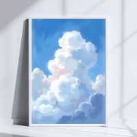 Weiße Wolken Schönes Blaues Himmel Aquarell