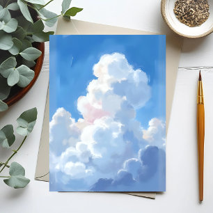 Weiße Wolken Schönes Blaues Himmel Aquarell Postkarte