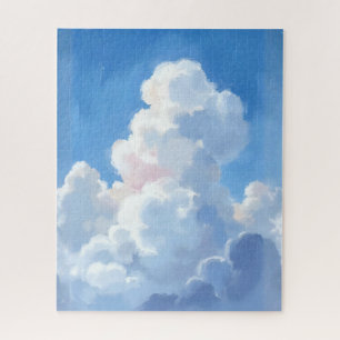 Weiße Wolken Schönes Blaues Himmel Aquarell Puzzle