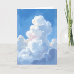 Weiße Wolken Schönes Blaues Himmel Wasserfarbe Karte