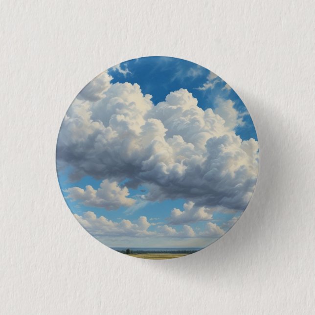 Weiße Wolken und klarer blauer Himmel Button (Vorderseite)