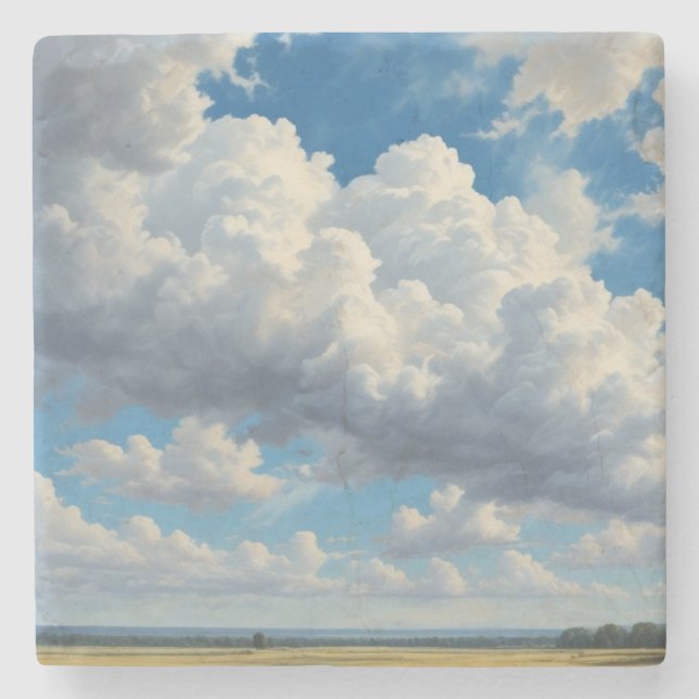 Weiße Wolken und klarer blauer Himmel Steinuntersetzer (Vorderseite)