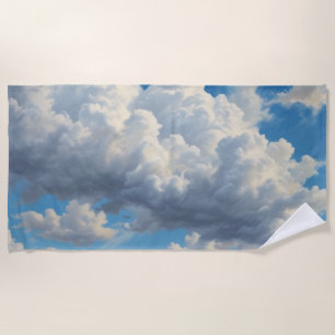 Weiße Wolken und klarer blauer Himmel Strandtuch