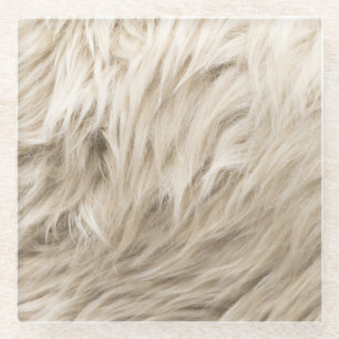 Weiße Wolle Fluffy Textur Hintergrund Glasuntersetzer