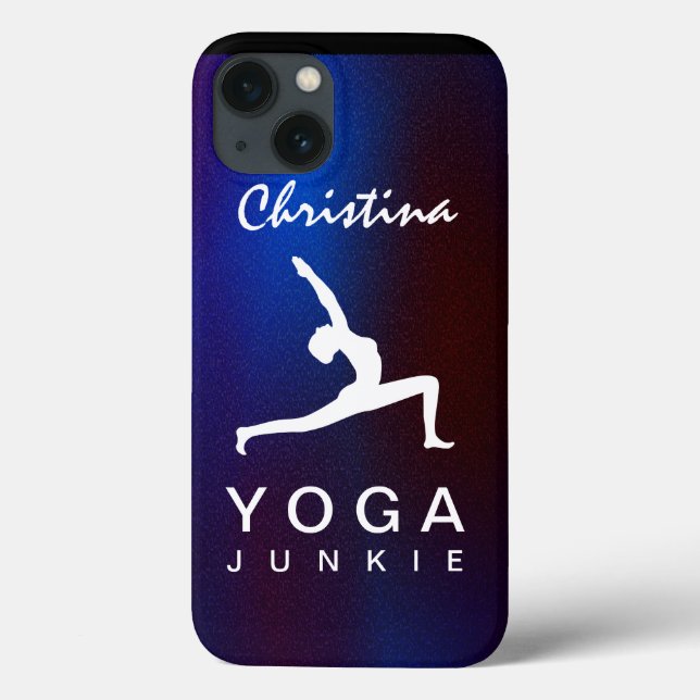 Weiße Yoga-Pose Silhouette Blau Hintergrund Slim Case-Mate iPhone Hülle (Rückseite)