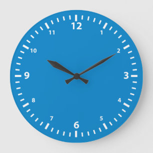 Weiße Zahl Zifferblatt auf Türkisblau Große Wanduhr