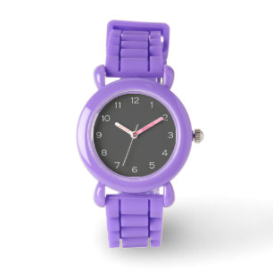 Weiße Zahlen auf grauen Kindern Lichtbogen beobac Armbanduhr