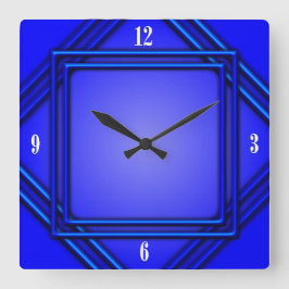 Weiße Zahlen des Kobalt-Blau-doppelten Spant-4 Quadratische Wanduhr