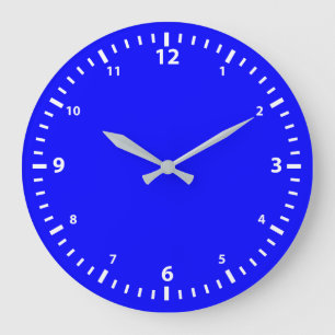 Weiße Zahlenuhr auf Blau Große Wanduhr