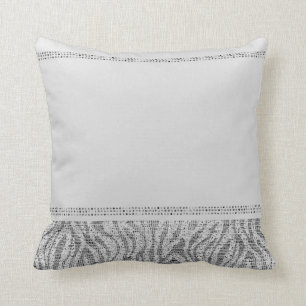 Weiße Zebra-Funkel-Pailletten Glam Modern Chic Kissen