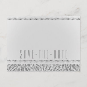 Weiße Zebra-Funkel-Sequins-Glam-Save-the-Date Ankündigungspostkarte