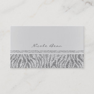 Weiße Zebra Glitzersequins Glam Chic Modern Visitenkarte