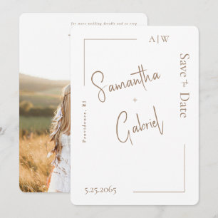 Weiße zeitgenössische Foto-Hochzeit Save the Date 