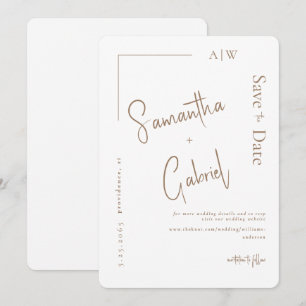 Weiße zeitgenössische Hochzeit Save the Date