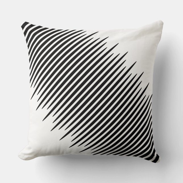 Weiße zentrierte ungestagelte schwarze Linien Kissen (Vorderseite)