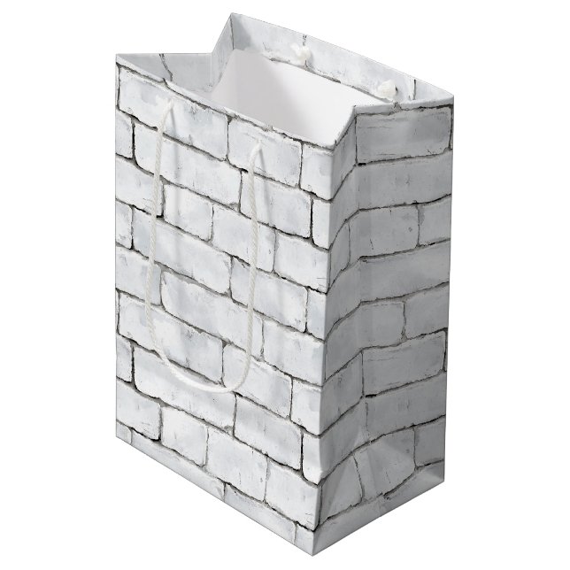 Weiße Ziegel Mittlere Geschenktüte (Vorderseite Schrägansicht)
