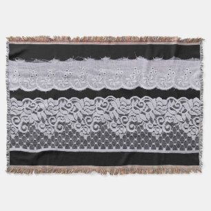 Weiße Zierspitze, abgeschiedener schwarzer Hinterg Decke