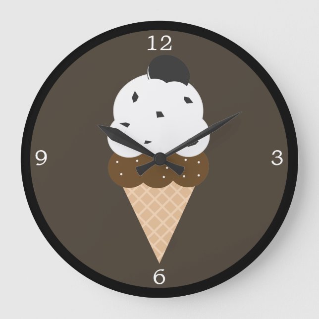 Weißeiscreme Große Wanduhr (Vorderseite)