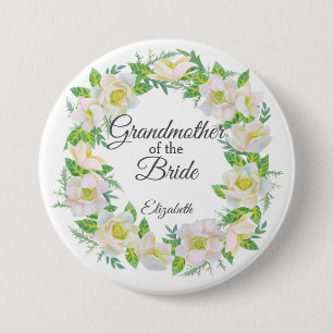 Weißen Blumenkranz Großmutter der Braut Button