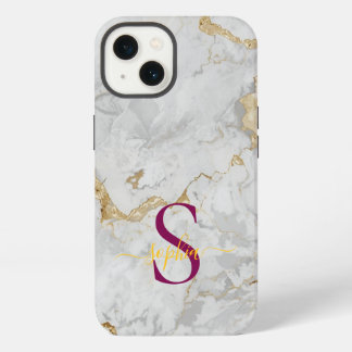 weißen Marmor Gold Glitter Monogramm iPhone 13 Hülle