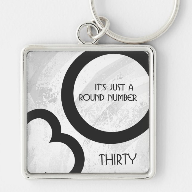 Weißer 30. Geburtstag Schlüsselanhänger (Vorne)