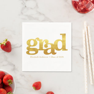 Weißer Abschluss fette Goldtypografie, moderner Ch Serviette