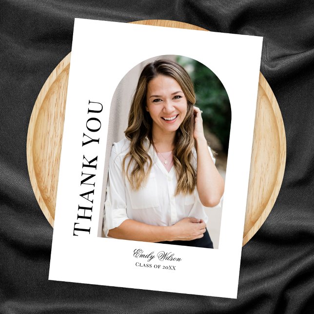 Weißer Abschluss mit vertikalem Foto Dankeskarte (Von Creator hochgeladen)