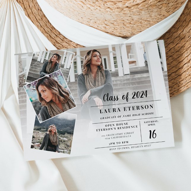 Weißer Abschluss zum Haushalt für schwarzes Foto (White on black minimalist photo budget graduation)