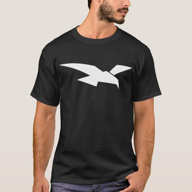Weißer abstrakter geometrischer Vogel, der unten T-Shirt (Vorderseite)