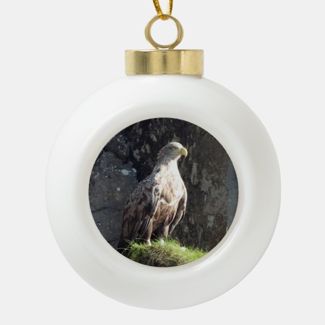 Weißer Adler Keramik Kugel-Ornament (Vorderseite)