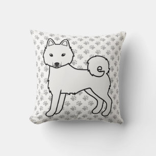 Weißer Alaskan Klee Kai Cartoon-Hund & Pfoten Kissen