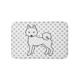 Weißer Alaskan Klee Kai Süßer Cartoon-Hund Badematte
