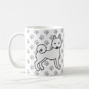 Weißer Alaskan Klee Kai Süßer Cartoon-Hund & Pfote Kaffeetasse