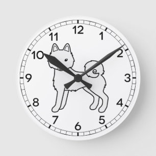 Weißer Alaskan Klee Kai Süßer Cartoon-Hund Runde Wanduhr