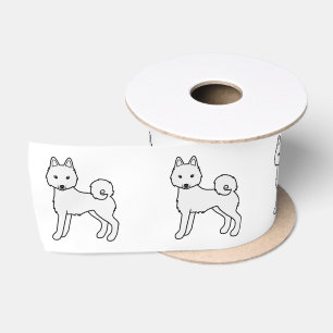 Weißer Alaskan Klee Kai Süßer Cartoon-Hund Satinband
