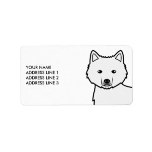 Weißer Alaskan Malamute Cartoon-Hund & Benutzerdef Adressaufkleber