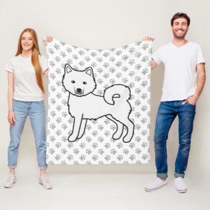 Weißer Alaskan Malamute Süßer Cartoon-Hund & Pfote Fleecedecke
