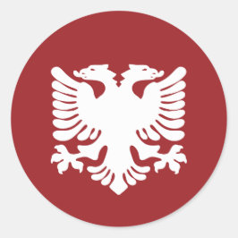 Weißer Albanischer Adler auf Roter Hintergrundaufk Runder Aufkleber